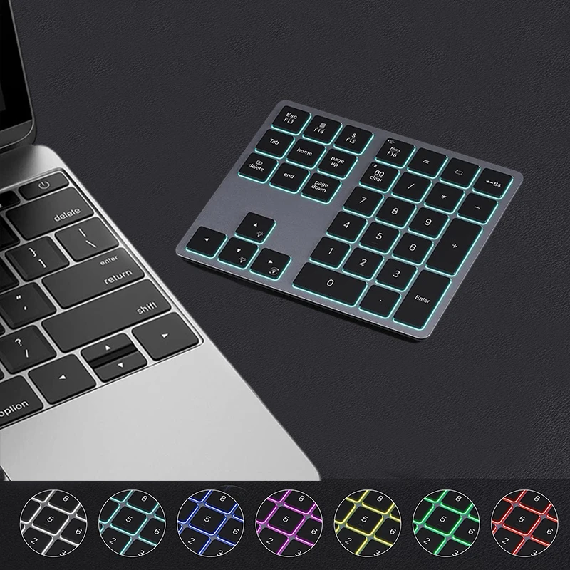SeenDa 34 Keys 7Color Backlight Numeric Keypad Backlit Bluetooth