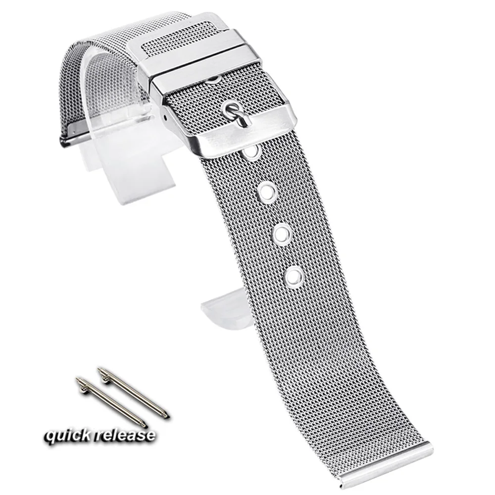 Elegant Milanese Stainless Steel Quick Release Wristband - Silver Bracelet