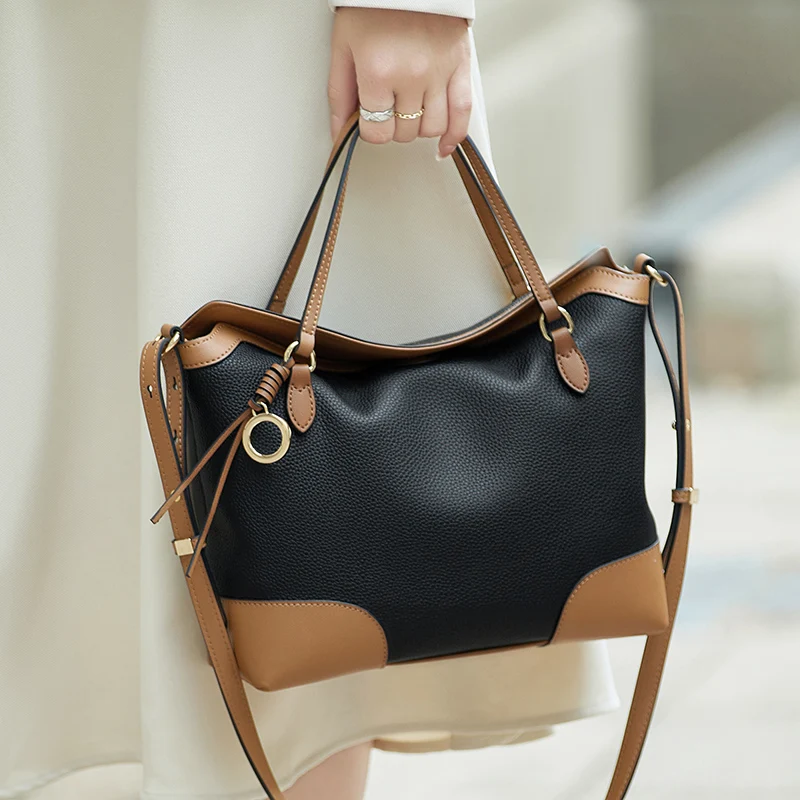 

Limited English Style Women Bag First Cow Leather Original Classical Skin Leather Shopping Bags Big Purses #SC1568