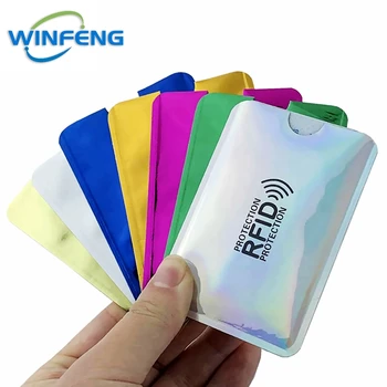 RFID 방지 차폐 카드 슬리브 리더 잠금 은행 카드 홀더 보호 ID NFC 알루미늄 호일 신용 카드 보호기, 50 개