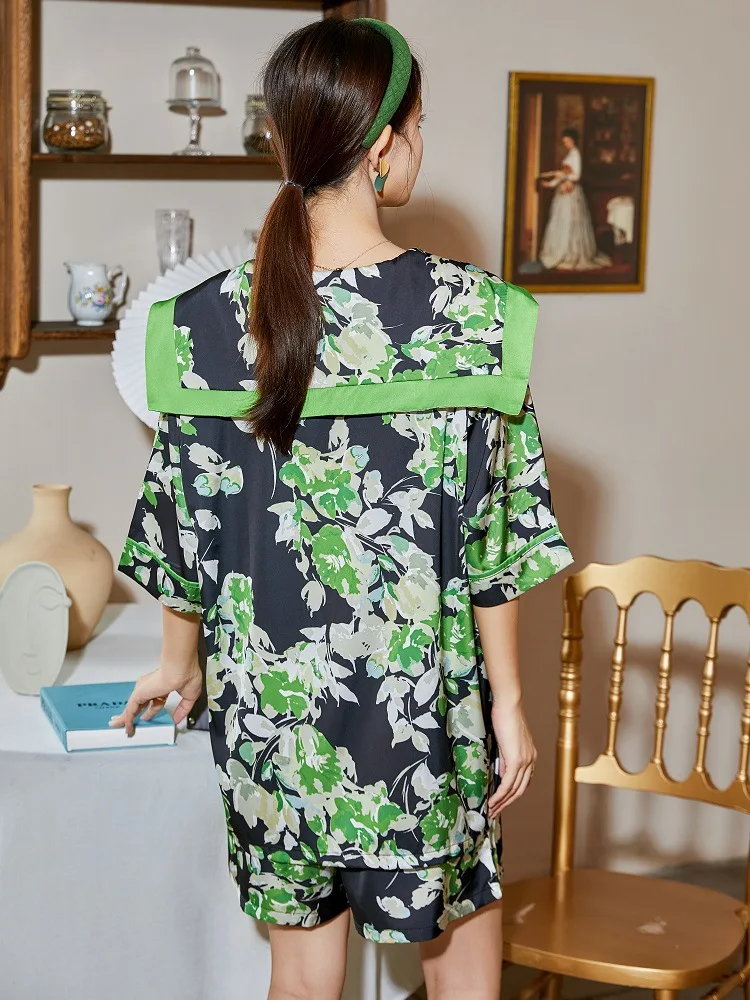 2022 new summer ice silk short-sleeved trousers pajamas  пижама женская silk sleepwear set  dropshipping