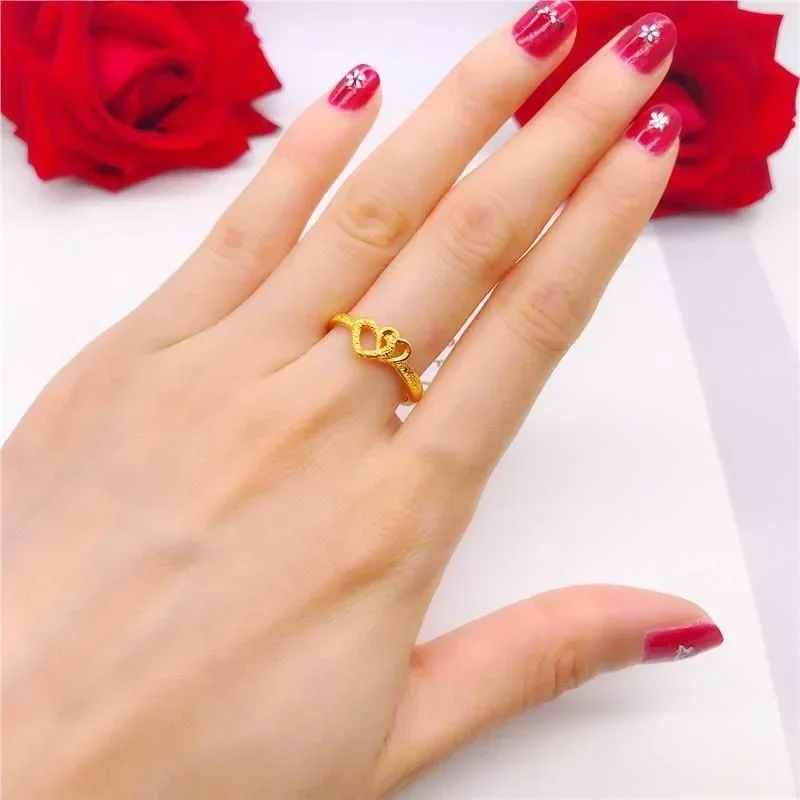 

Pure Plated Real 18k Yellow Gold 999 24k Women Will Never Fade Daily Ornaments Euro Coins Live Ring Lovers' Antique Love Never J