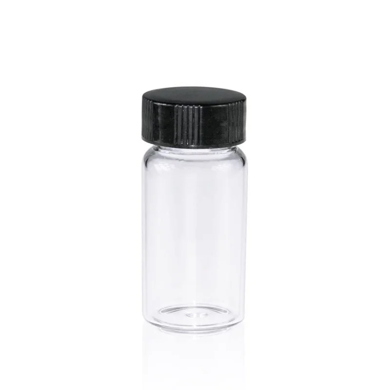 Pack of 100 Glass Vials with Black Phenolic Screw Caps,0.5 Dram/2ml(0.07 fl oz), for Liquids or Dry Goods (Clear)
