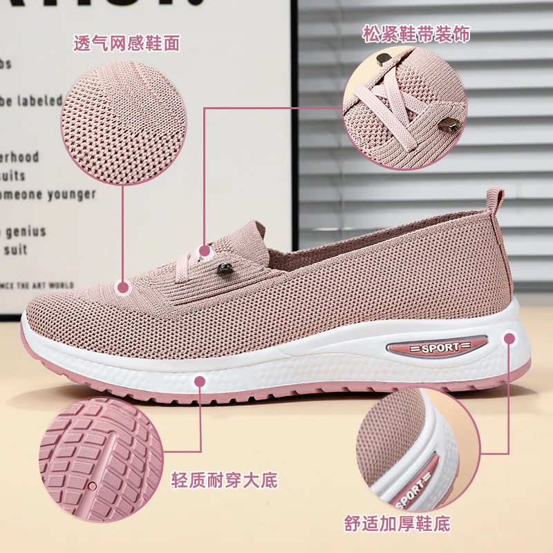 New Women's Casual Sneakers Summer Comfortable Breathable Flat Shoes Fashion Women Walking Soft Versatile Lace-Up Running Shoes