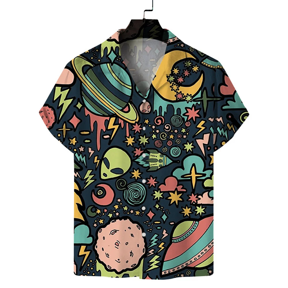 thumbnail image 1 of Camisa hawaiana de manga corta con estampado floral para hombre, camisas de solapa con estampado 3D de verano, camisas Y2k con botones, blusas de playa de gran tamaño, 1 of 5