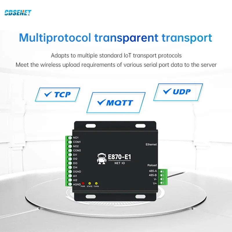 Ethernet Edge 수집 게이트웨이 IO 컨트롤러 RS485 + 4DI + 2DO + 2AI CDSENET E870-E1 원격 제어 Modbus TCP RTU MQTT DNS
