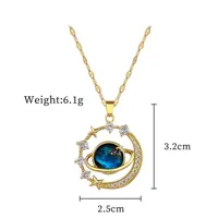 Light Luxury Titanium Steel Star Series Necklace for Women Gold Color Planet Moon Astronaut Pendant Necklaces Jewelry Gifts 6