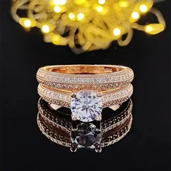 Rose Gold Stackable Ring Set for Women - Elegant Double Band Fashion Jewelry (Rose Gold Color)