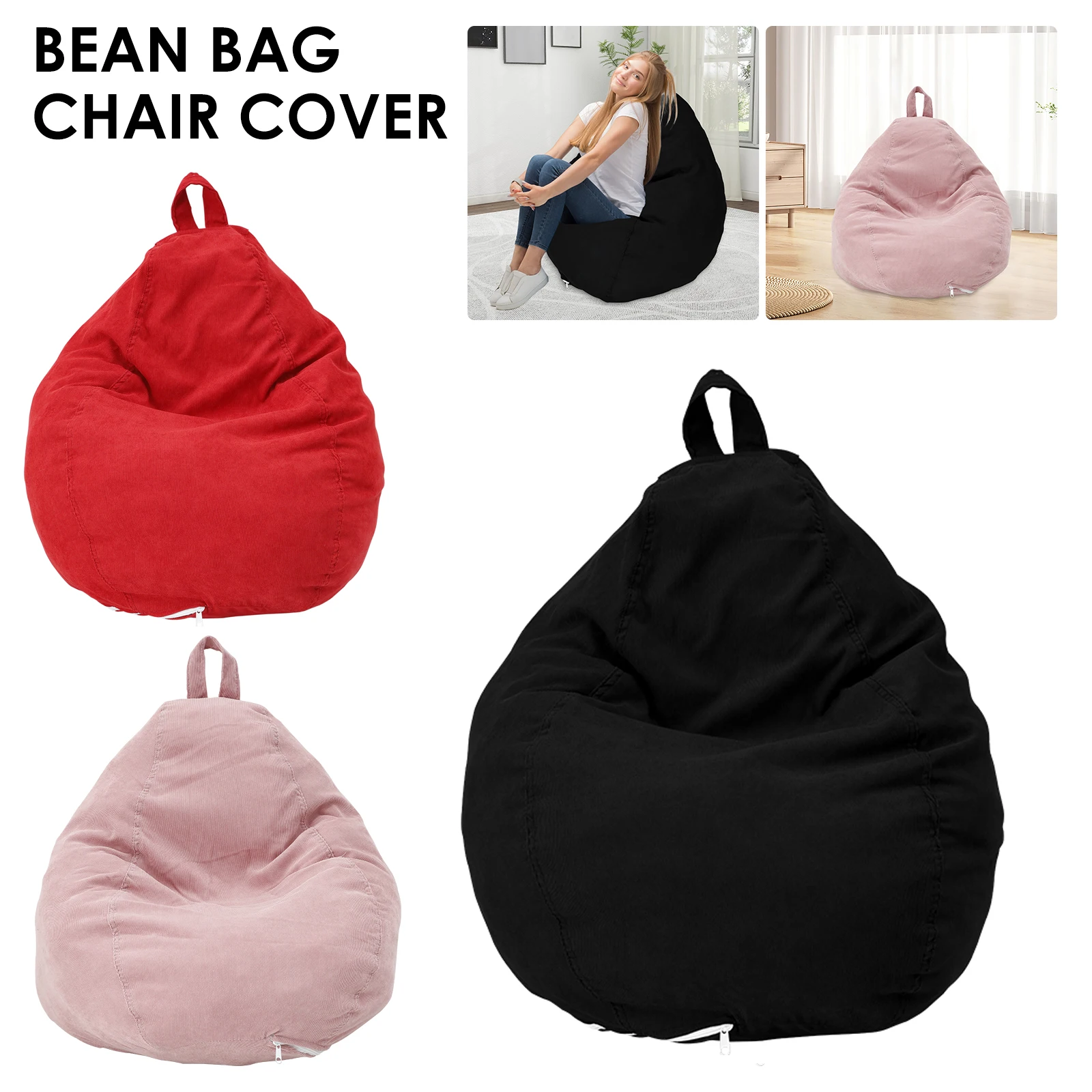 Soft Corduroy Bean Bag Chair Cover for Living Room Decor