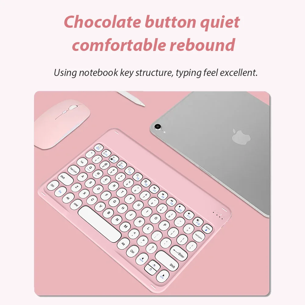Bluetooth Keyboard And Mouse for iOS Android Windows System circular keycap portable ultra-thin Teclado for Mac iPad cell phone