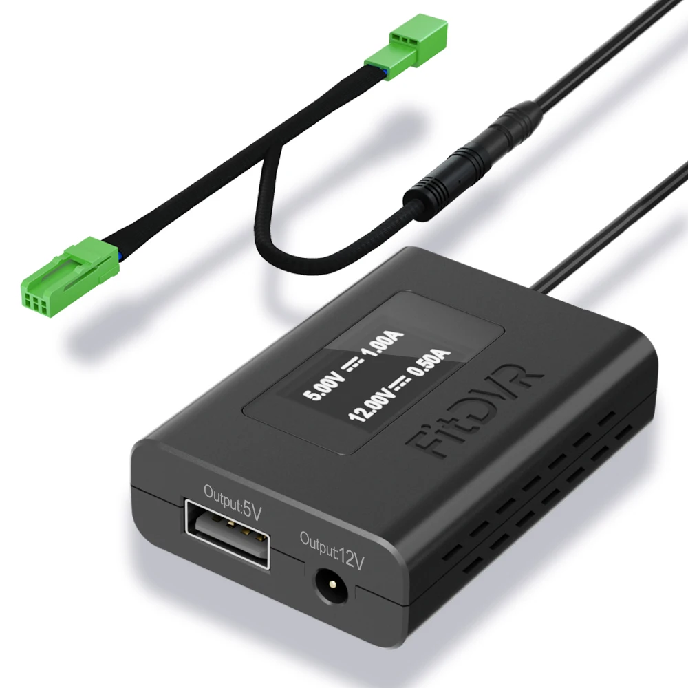 볼보 및 폴스타용 FitDVR 대시캠 어댑터(3핀), LED 디스플레이, USB 전원 공급 카메라 케이블, 차량용 DVR 액세서리, D3-015