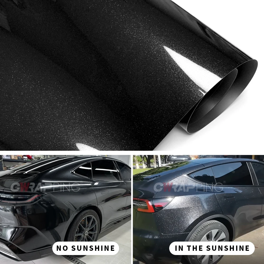 Glänzende schwarze Auto-Folierung für Motorradhelme, selbstklebende, wasserdichte Autoaufkleber und Grafiken, glänzender PET-Aufkleber – Detail 1