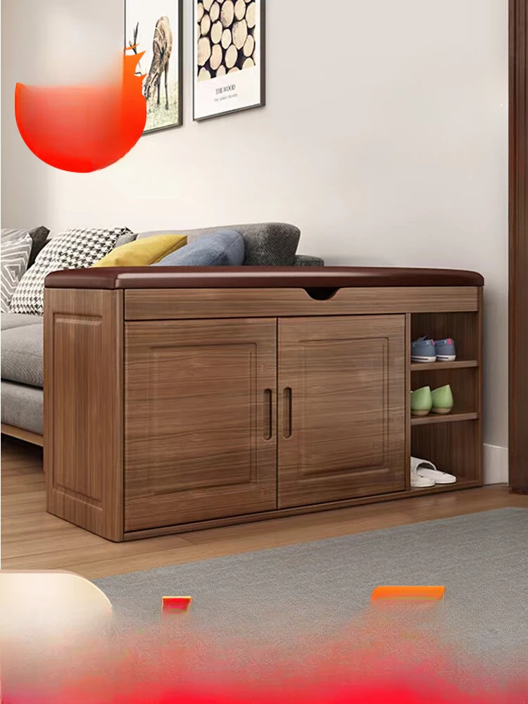 

2022 New All Solid Wood Shoe Cabinet,and Economical Household Doorway Sitting Type Entrance Cabinet