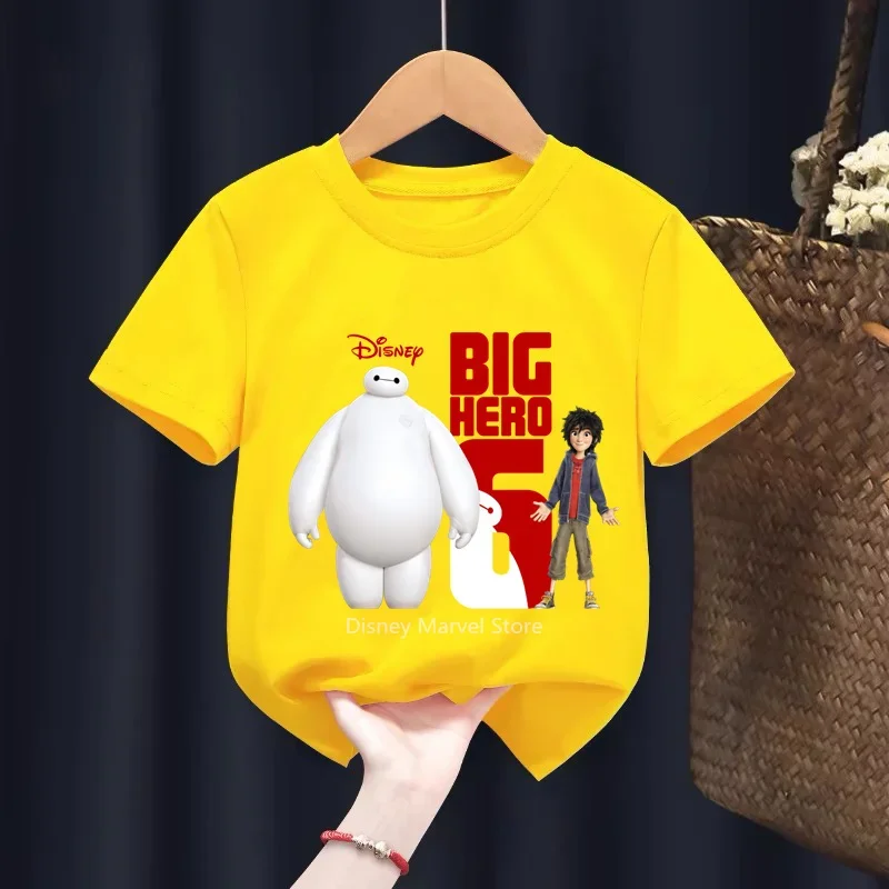 2024 Summer Disney Big Hero 6 T Shirt Kids Boys Girls Short Sleeve Tee Shirt Kids Clothes T-shirts Children Baymax 5