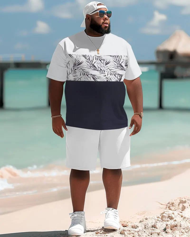 Biggmans Plus Size L-9XL Hawaiian Gradient Coconut Tree Print Shorts Men's Plus Size Suit