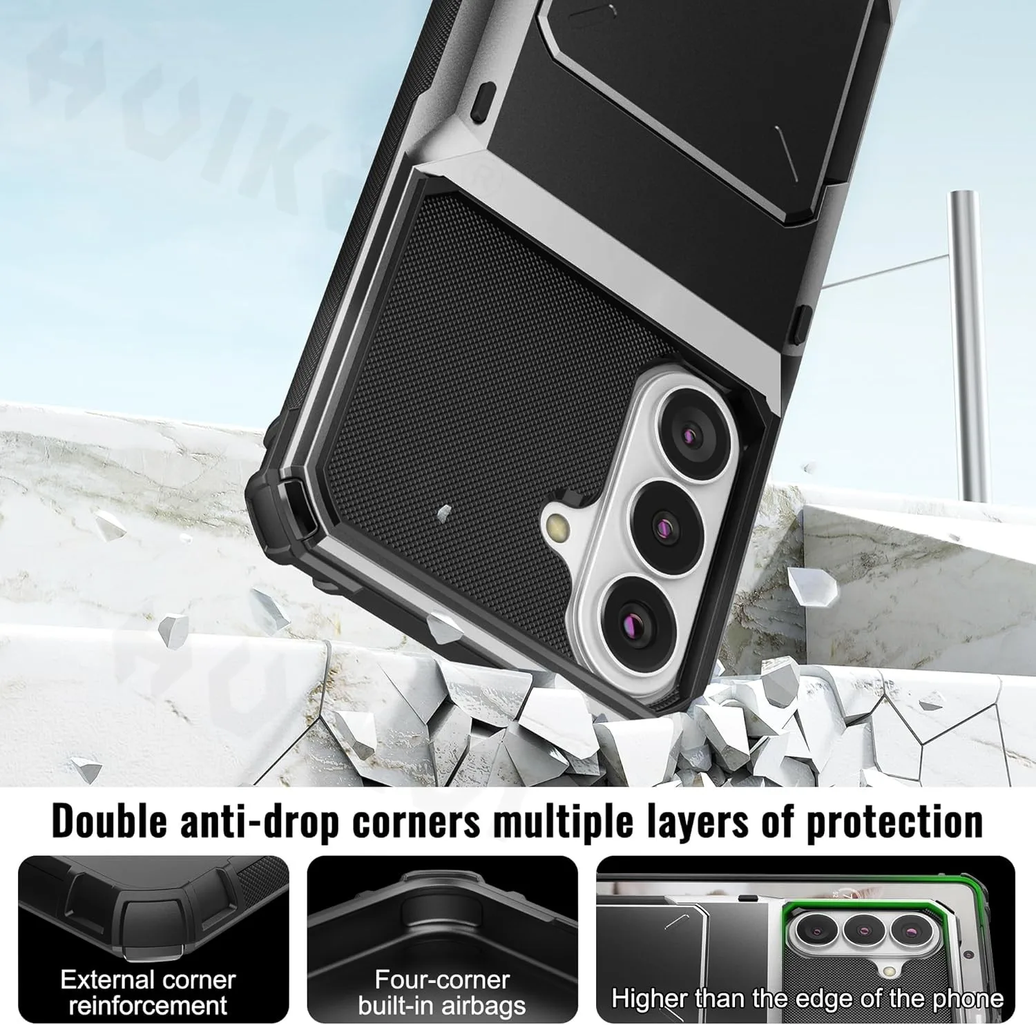 Heavy Duty Wallet Case with Hidden Card Holder Slot - Protective Phone Cover