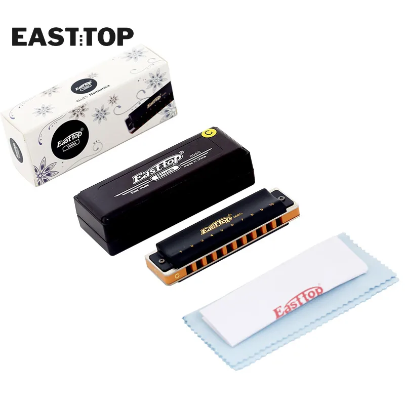 EASTTOP T008S 10 Holes Blues Harmonica Harp Richter Harmonica 12 Keys Adults Kids Players