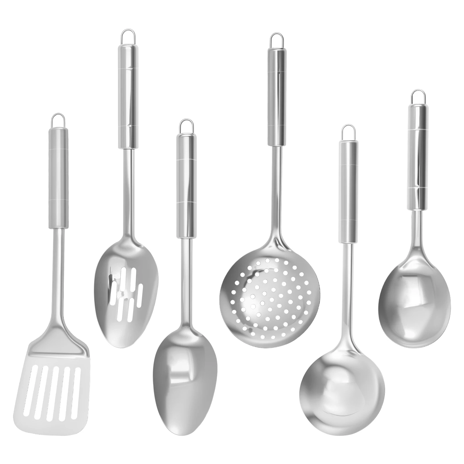 6Pcs Cooking Utensils Set Stainless Steel Kitchen Utensil Set Heat Resistant Wok Utensils Versatile Kitchen Cooking