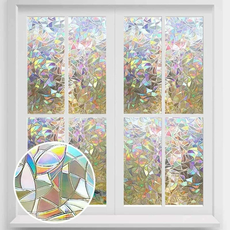 1pc Colorful Crescent Geometric Pattern Electrostatic Glass Window Film Privacy Film For Office Bedroom Bathroom Home Decor 1pc 2