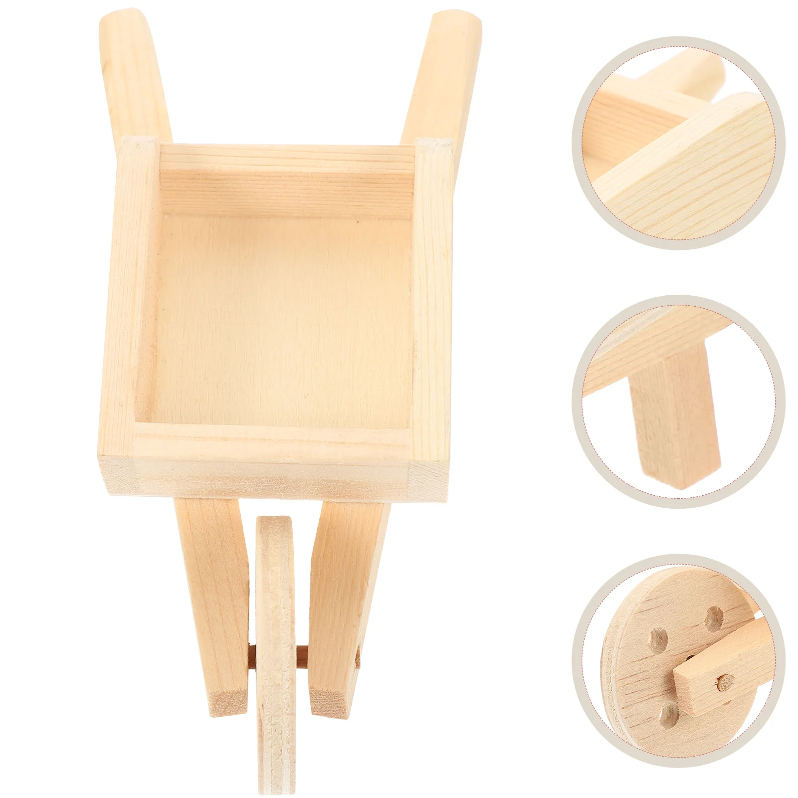 1Pc Mini Cart Model Wood Toy Farm Wheelbarrow Garden Trolley Decor Micro Landscape nament Miniature Display Simulation Outdoor