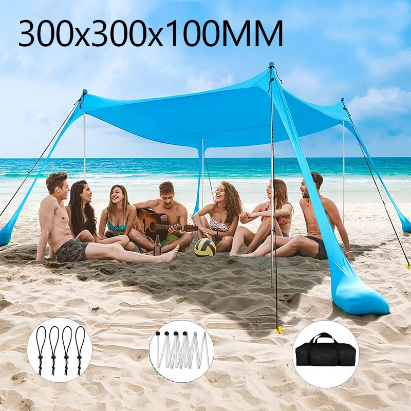 Family Beach Canopy Large Sunshade Tent 3x3 Folding Awnings Outdoor Sun Shelter Shade For Beach Camping Party Picnics