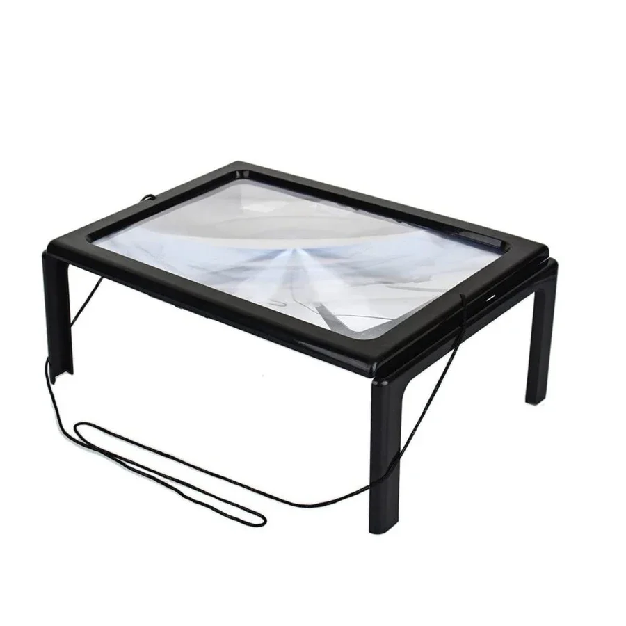 A4 Reading Magnifier 3X Large Full Page Foldable Desktop Magnifying Glass with LED Lights for Seniors Low Vision Book Reading
