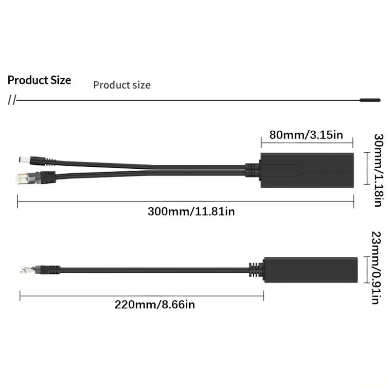 B03F 고성능 48V 12V POE 분배기 변환기 DC5.5x2.1mm 출력 기가비트 지원 간단한 설치 프로세스