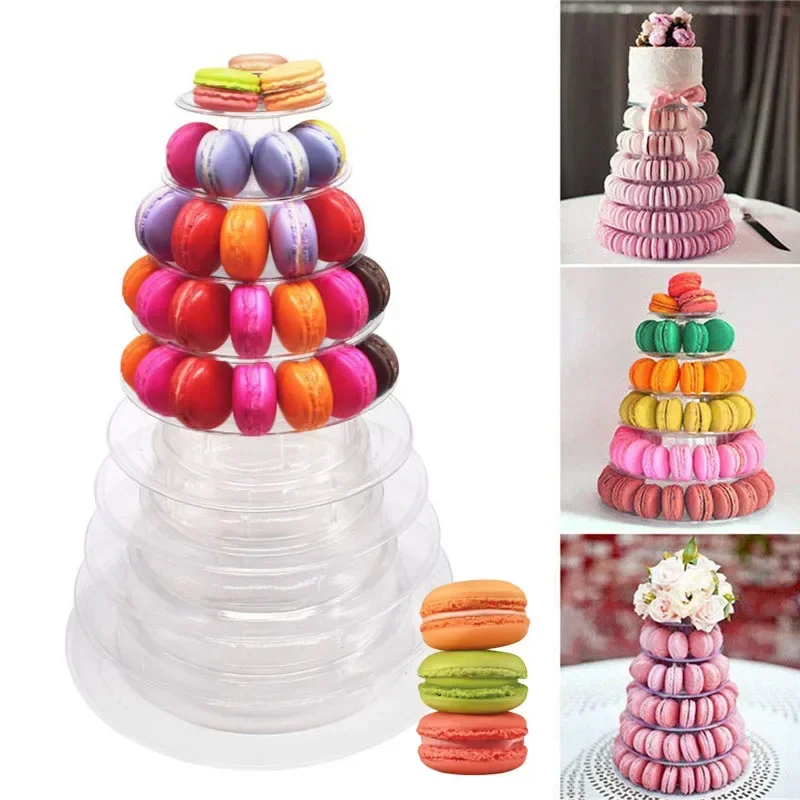 Macaron Display Stand Fondant Cake Stand Plastic Tray Cupcake Tower Rack Wedding Birthday Cake Decoration Accessories Bakeware