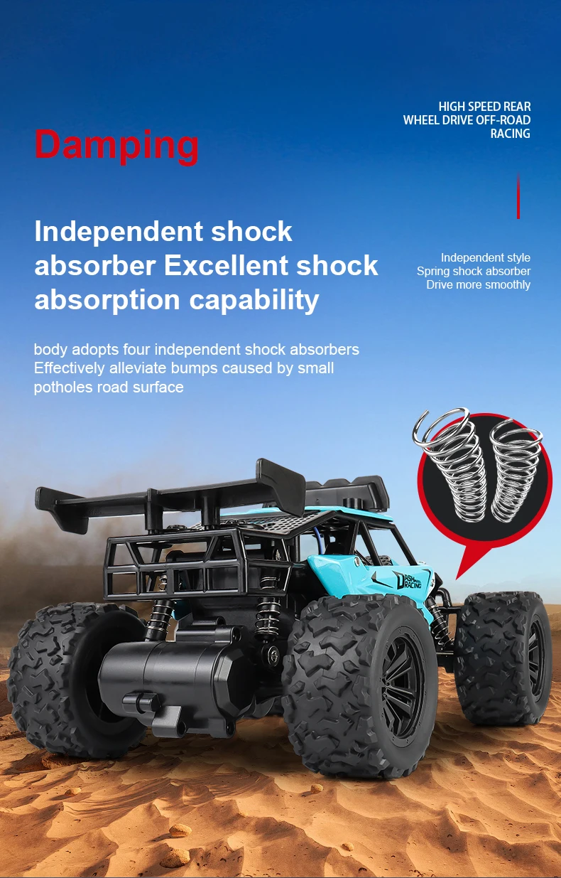JJRC ferngesteuertes Spielzeugauto mit Aluminiumkarosserie, starken Offroad-Eigenschaften, Hochgeschwindigkeitsfahrt und unabhängiger Aufhängung. – Detail 4
