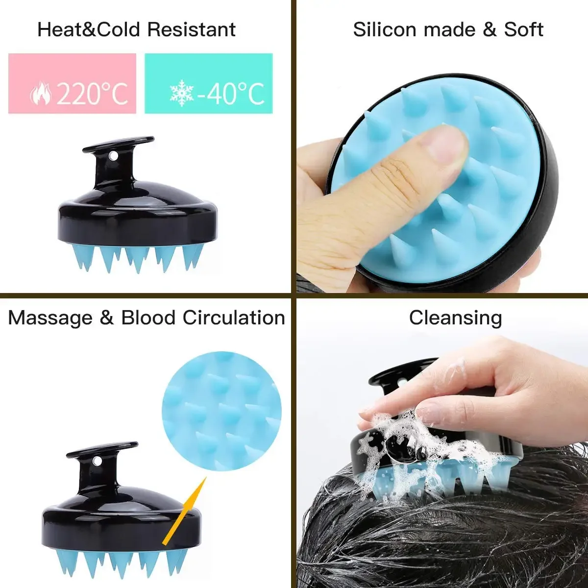 

Zhangji Hair Comb Silicone Flexible Shampoo Brush Massage Scalp Care Remove Dandruff and Exfoliate Stimulate Hair Growth