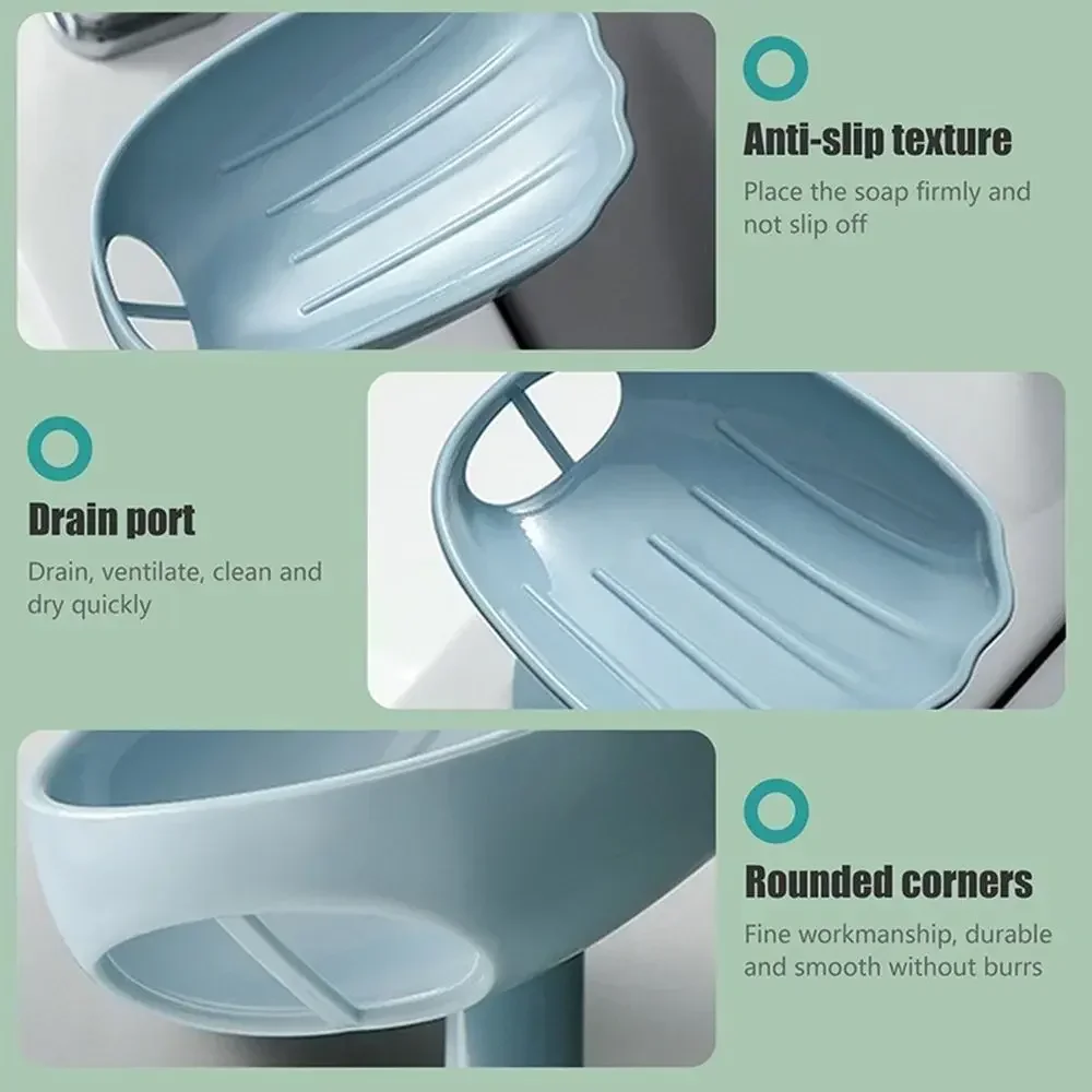 Soap Holder Plastic Sucker Wall-Mounted Bendable Drain Kitchen Bathroom Toilet Laundry Supplies Tray Accessories