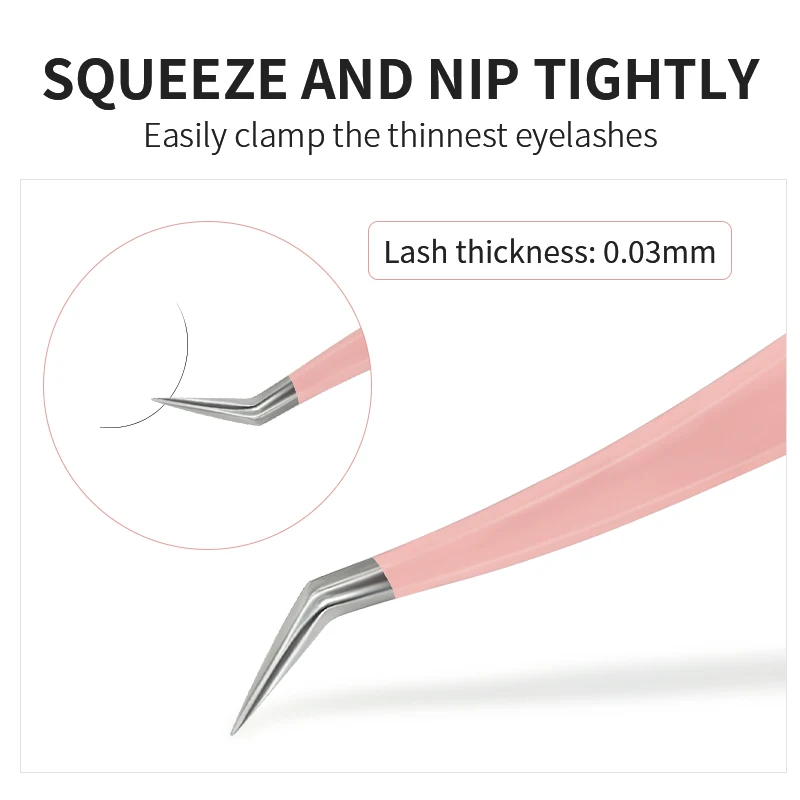 Sakurahana High Precision Steel Pink Eyelash Tweezers Stainless Steel Superhard Anti-Static Tweezers Makeup Tools 2