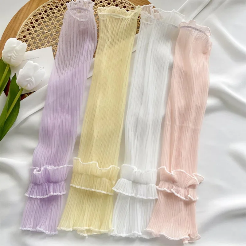 Summer Long Fingerless Gloves Women Sun Protection Sleeves Gloves Lady Thin Lace Mesh Arm Sleeve Sunscreen Uv Breathable Mittens fingerless gloves sunscreen gloves ice sleeve gloves arm sleeves