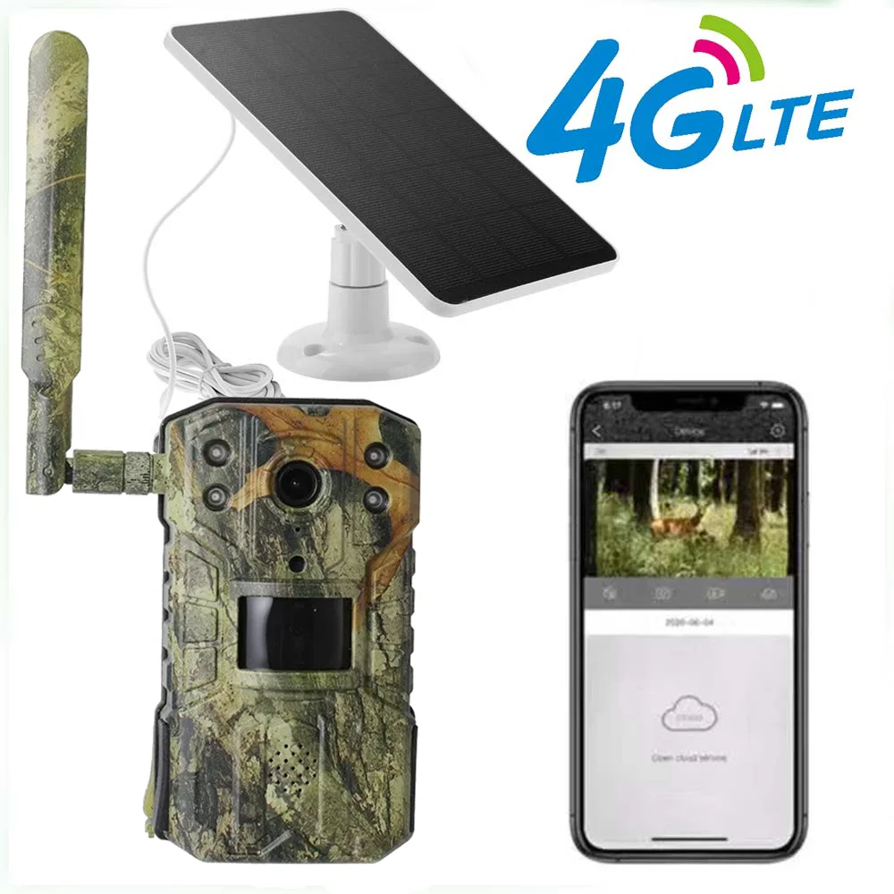 Support Solar Powered Lithium Battery Outdoor 14MP 4G LTE Hunting Camera Infrared Night Vision Wireless Game Hunting Camera