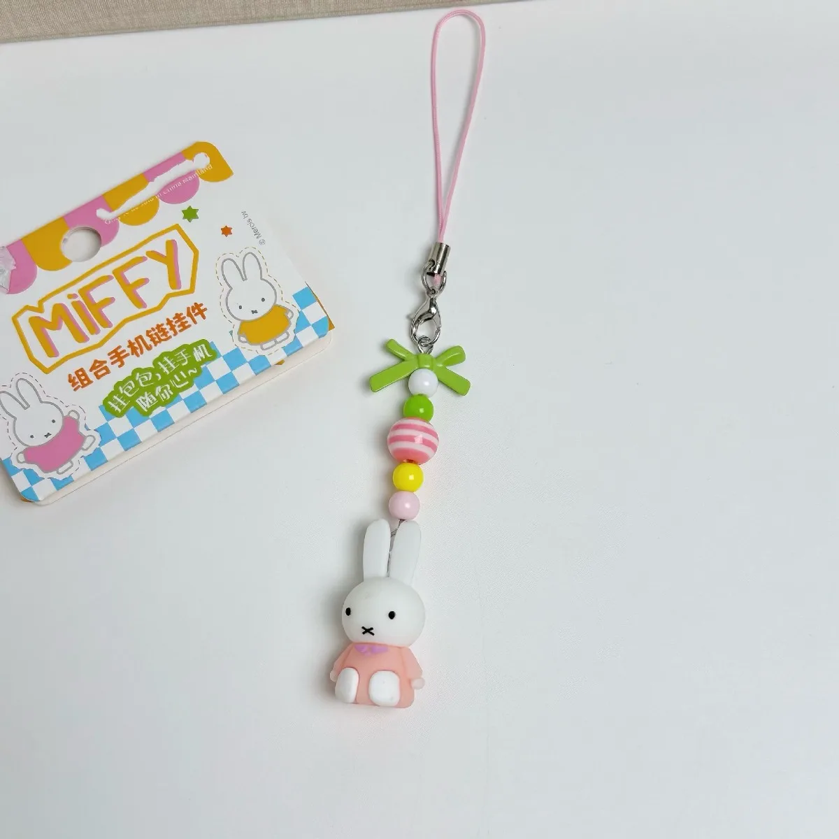 Kawaii Anime Miffy Keychain Cartoon Little Rabbit Bow Creative Keychain Bag Y2K Punk Style Bow Girl Gift