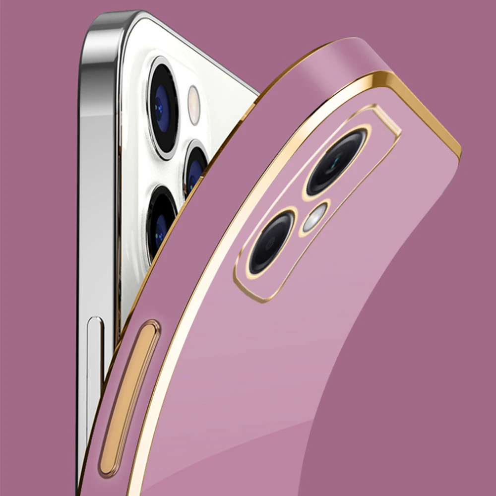 Luxury Square Plating Shockproof Soft TPU Silicone Phone Case