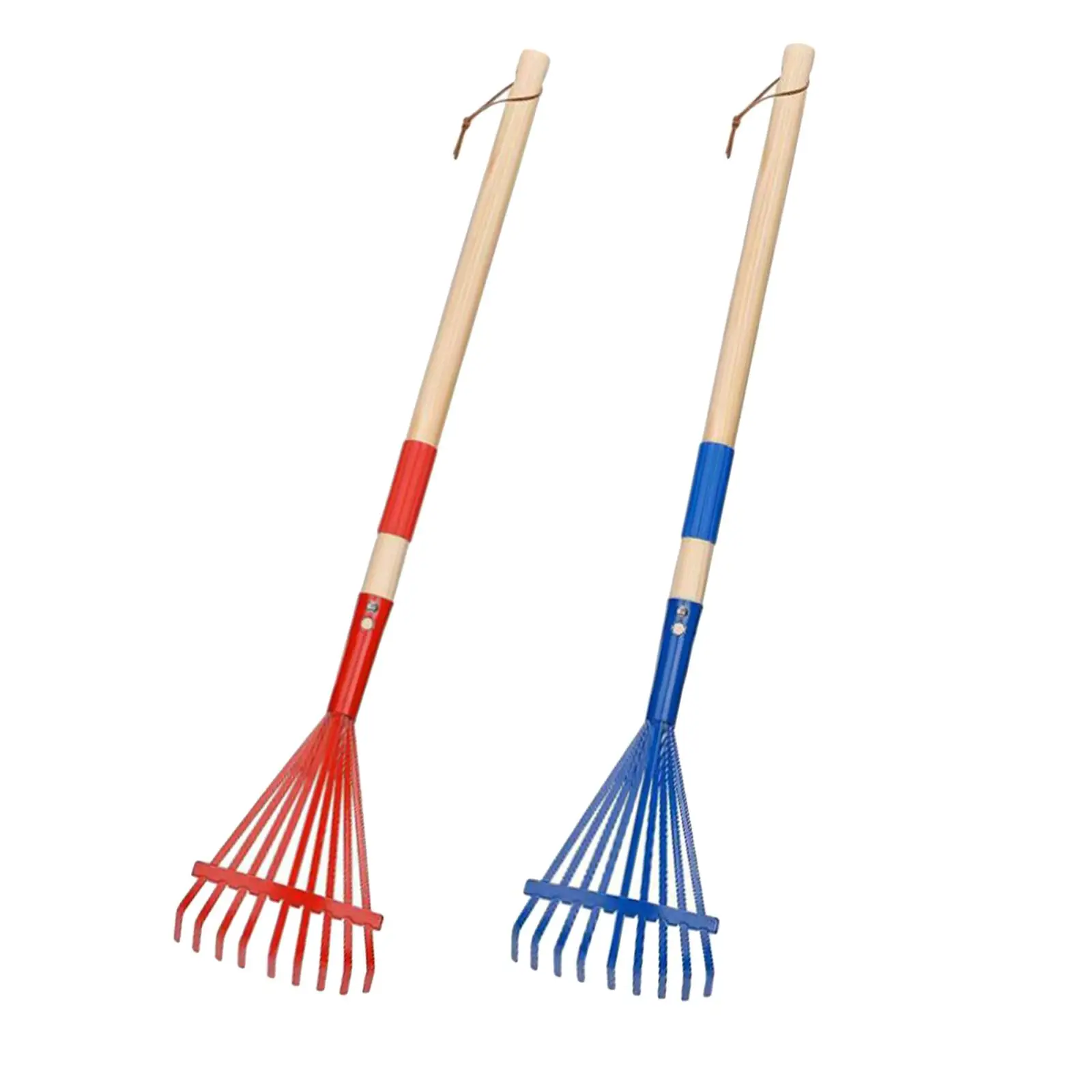 2x Leaf Rake with Long Handle Ergonomic Garden Rake for Lawns Shrub Garden