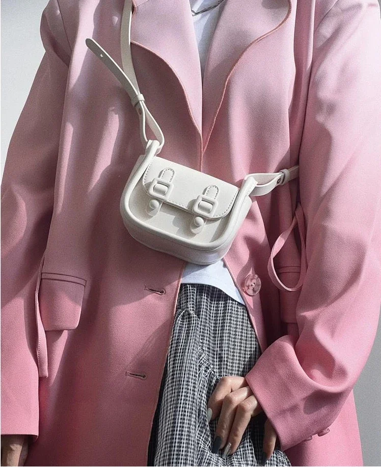 Bags for Women Minortity Designer Pink Solid Color Sweet Hot Crossbody Earphone Lipstick Bags Portable Magnetic Snap PU Square