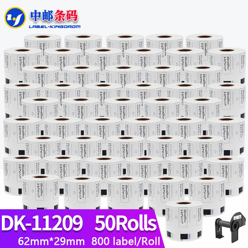 

50 Rolls Compatible DK-11209 Label 62mm*29mm Die Cut Work for Brother Printer White Paper DK11209 DK-1209