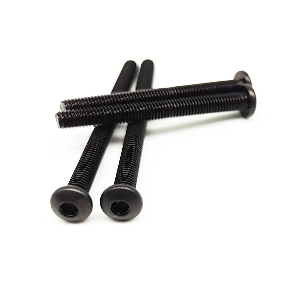 200pc/Kit Lengthened Long M3 Allen Hexagon Hex Socket Head Cap Button Countersunk Flat Thin Screw Bolt Nut Set Black Alloy Steel image 5