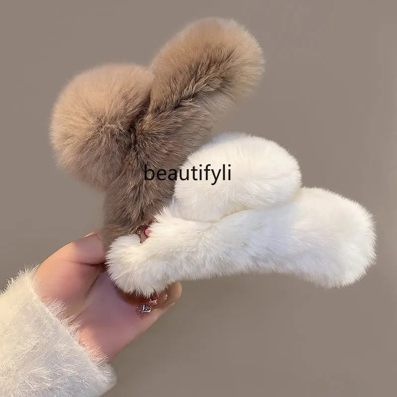 

yj Barrettes Autumn and Winter Plush Large Grip Hairpin