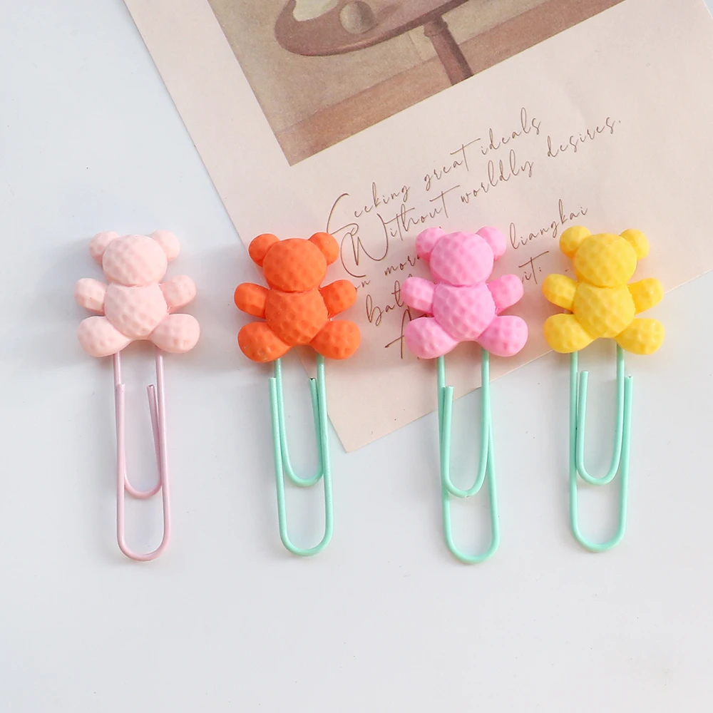 7pcs/lot Kawaii colorful Bear Paper Clip Decorative Bookmark Binder File Clips School Office Stationery Accessories paper clips,binder clips,book clips,mini bookmark