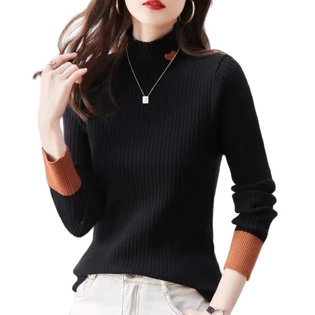 

Female Love New Half Turtleneck Knitted Autumn And Winter Women's Bottoming Sweater Slim Fashion