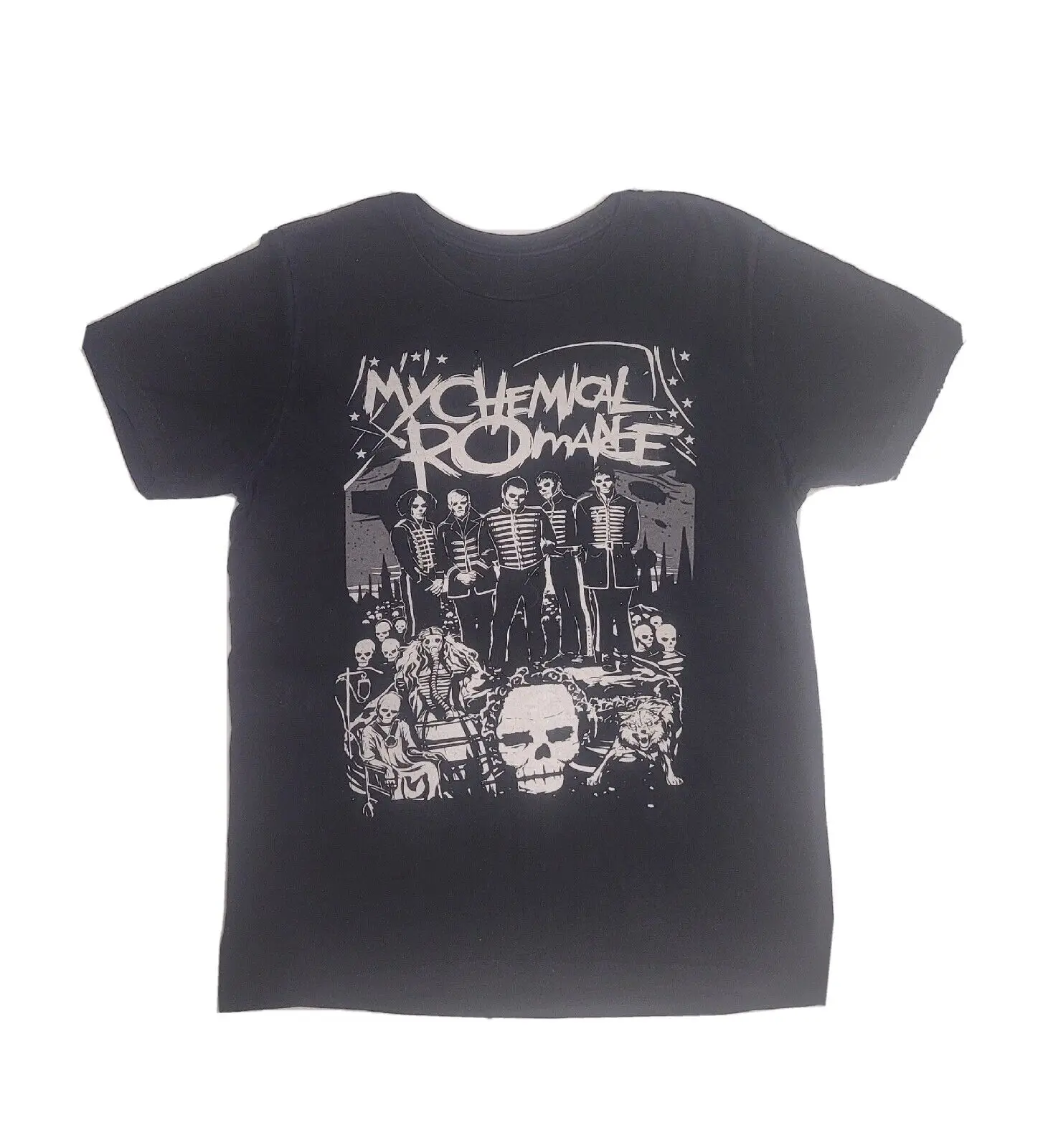 Vintage My Chemical Romance T-Shirt Black Skeleton Bay Island Punk Band Medium