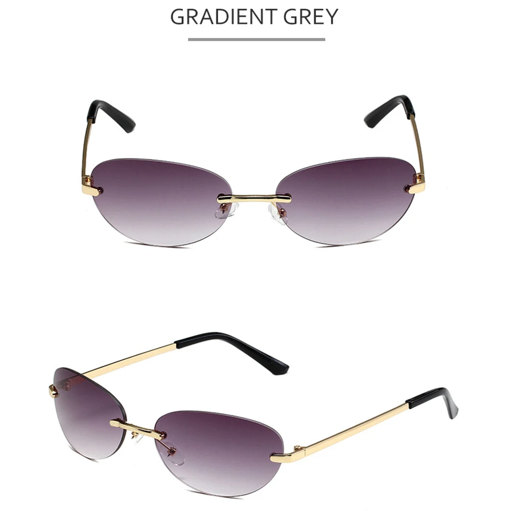 KLASSNUM Damen Y2K Ovale Sonnenbrille Randlos 2025, trendiger UV400-Schutz, Okular, Herrenmode, Sonnenbrille, Outdoor-Farbgläser – Detail 14