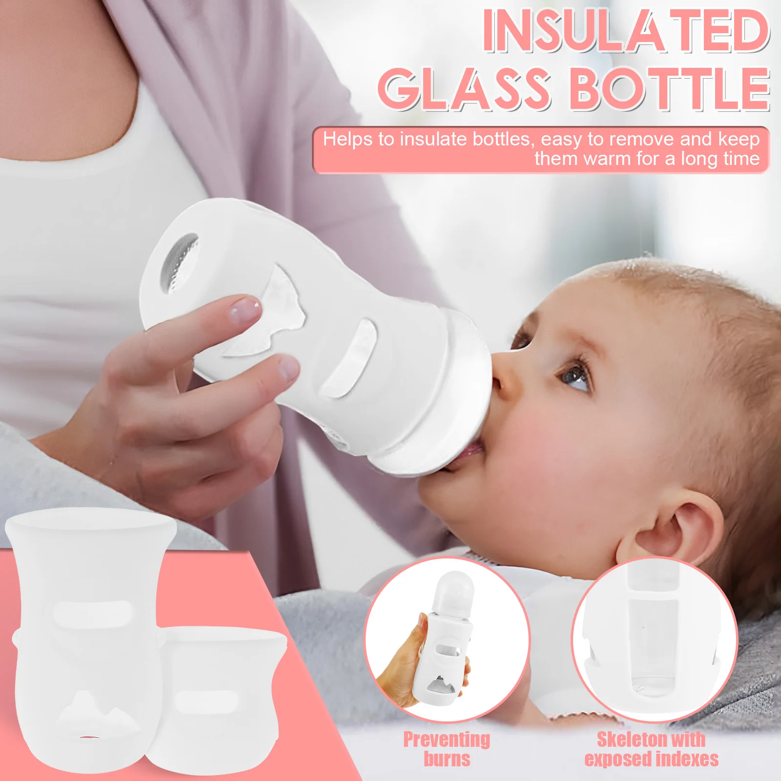 Silicone Sleeves Silicone Baby Bottle Cover Insulated Glass Bottle Compatible with AVENT Glass Natural Baby 4/8Oz