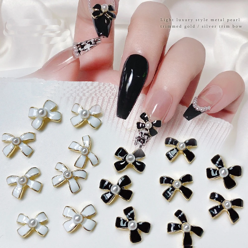 10pcs gold silver alloy bow nail