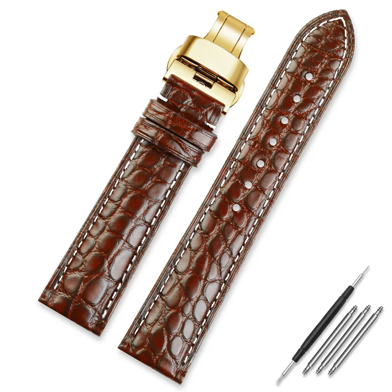 thumbnail image 1 of Correa de piel de cocodrilo para reloj Longines Master Omega con cierre de mariposa para hombre y mujer, 12, 14, 16, 18, 20, 22 y 24 mm, 1 of 5
