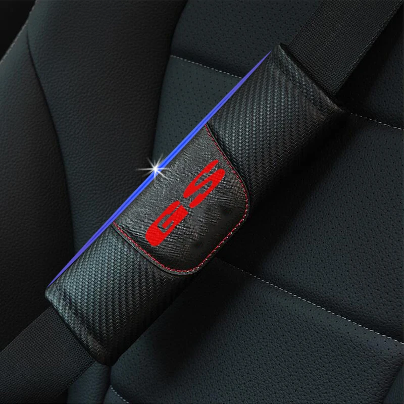 

2pcs Carbon Fiber Leather Car Seat Belt Cover Cushion for MG GS Shoulder Protection Pad Car Decor Accessories Interior