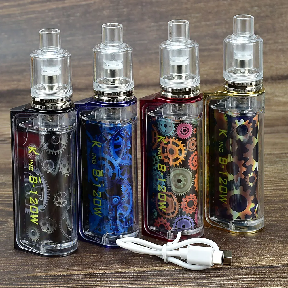 

120W Box Mod Kit vape Electronic Cigarette 2000Mah Battery 2ml Atomizer 40w/80w/120w Power Adjustable E Cigarette Vape Pen Kits